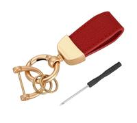 sourcing map Car Key Chain Ring Clip 3.35 Inch Leather Key Fob Wristlet Keychain with Anti-Lost D Ring & Keyrings Fit Women Men for Home Car, Red