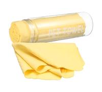 sourcing map Car Premium Shammy Cloth 26" x 16.9" PVA Chamois Wash Drying Towel Ultra Absorbent No Scratches in PET Bucket for Cars Motorcycles Mirrors Glass Countertops Phone Laptop, Yellow