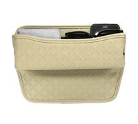 sourcing map Car Seat Gap Filler Organizer 11.5 x 8 x 2.1 Inch Leather Universal Car Organizer Storage Box Between Seat and Console for Phone Sunglasses Keys, Beige