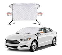 sourcing map Car Windshield Snow Cover, 63 Inch Large Vehicles Heavy Duty Automotive Frost Ice Windscreen Covers with 2 Tie-Down Straps 5 Magnetic Edges for SUV Trucks, Silver