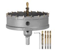 sourcing map Carbide Hole Saw Kit 105mm (4-1/8") Metal Hole Cutter Set with 5pcs Center Drill Bits Springs 1pcs Wrench for Stainless Steel Copper Iron Aluminum