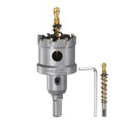 sourcing map Carbide Hole Saw Kit 38mm (1-1/2") Metal Hole Cutter Set with 2pcs Center Drill Bits Springs 1pcs Wrench for Stainless Steel Copper Iron Aluminum
