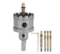 sourcing map Carbide Hole Saw Kit 43mm (1-11/16") Metal Hole Cutter Set with 5pcs Center Drill Bits Springs 1pcs Wrench for Stainless Steel Copper Iron Aluminum