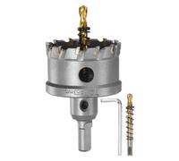 sourcing map Carbide Hole Saw Kit 53mm (2-5/64") Metal Hole Cutter Set with 2pcs Center Drill Bits Springs 1pcs Wrench for Stainless Steel Copper Iron Aluminum