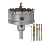 sourcing map Carbide Hole Saw Kit 70mm (2-3/4") Metal Hole Cutter Set with 5pcs Center Drill Bits Springs 1pcs Wrench for Stainless Steel Copper Iron Aluminum