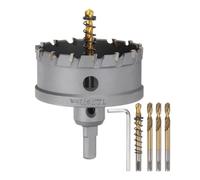 sourcing map Carbide Hole Saw Kit 73mm (2-7/8") Metal Hole Cutter Set with 5pcs Center Drill Bits Springs 1pcs Wrench for Stainless Steel Copper Iron Aluminum