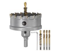 sourcing map Carbide Hole Saw Kit 75mm (2-61/64") Metal Hole Cutter Set with 5pcs Center Drill Bits Springs 1pcs Wrench for Stainless Steel Copper Iron Aluminum