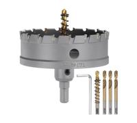 sourcing map Carbide Hole Saw Kit 97mm (3-13/16") Metal Hole Cutter Set with 5pcs Center Drill Bits Springs 1pcs Wrench for Stainless Steel Copper Iron Aluminum
