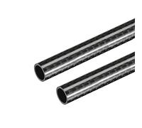 sourcing map Carbon Fiber Round Tube 12x10x500mm 3K Roll Wrapped Glossy Surface for RC Airplane Quadcopter 2Pcs
