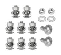 sourcing map Carriage Bolts Screws 20 Sets, 1/4-20 x 3/4" 304 Stainless Steel Bolts Assortment Round Head Square Neck with Hex Nuts & Flat Washers Full Thread Coverage - Silver