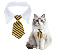 sourcing map Cat Dog Tie with Collar, Cute Tuxedo Bowtie with Handcrafted Adjustable White Collar Formal Pet Cats Necktie (Black & Yellow, S), Intended for Puppies Medium Boys/Kitten Wedding