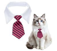 sourcing map Cat Dog Tie with Collar, Cute Tuxedo Bowtie with Handcrafted Adjustable White Collar Formal Pet Cats Necktie (Rose Red & Black, L), Intended for Puppies Medium Boys/Kitten Wedding
