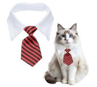 sourcing map Cat Dog Tie with Collar, Formal Pet Cats Necktie, Red/Black, S | Cute Tuxedo Bowtie with Handcrafted Adjustable White Collar, Intended for Puppies Medium Boys/Kitten Wedding