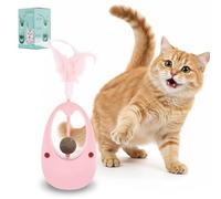 sourcing map Catnip Balls Interactive Self-Righting Wobble Tumbler with Feather, Silent and Battery-Free, Intended for Indoor Kittens Exercise/Entertainment Playing (Pink)