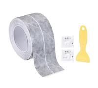 sourcing map Caulk Tape Waterproof, 1.42 Inch x 10.5 ft Self-Adhesive Sealant Sealing Strip Caulking Sealant Tape PVC with Tool for Kitchen Sink Toilet Bathroom Bathtub Floor, Gray Marble