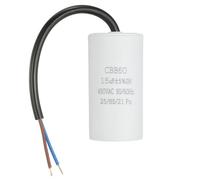 sourcing map CBB60 Run Capacitor 15uf 450V AC 2 Wires 50/60Hz Cylinder 73x37mm White for Air Compressor Water Pump Motor