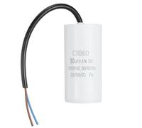 sourcing map CBB60 Run Capacitor 30uf 450V AC 2 Wires 50/60Hz Cylinder 92x44.5mm White for Air Compressor Water Pump Motor