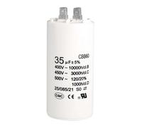 sourcing map CBB60 Run Capacitor 35uF 450V AC Double Insert 50/60Hz Cylinder 92x44mm White for Air Compressor Water Pump Motor