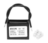 sourcing map CBB61 Capacitor, 1.8uF 450V 2-Wire Ceiling Fan Motor Starting Capacitor for Ceiling Fan, Motor Generator, Blower, Exhaust Fan, Black