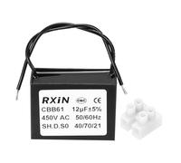 sourcing map CBB61 Capacitor, 12uF 450V 2-Wire Ceiling Fan Motor Starting Capacitor for Ceiling Fan, Motor Generator, Blower, Black