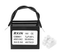 sourcing map CBB61 Capacitor, 7uF 450V 2-Wire Ceiling Fan Motor Starting Capacitor for Ceiling Fan, Motor Generator, Blower, Exhaust Fan, Black
