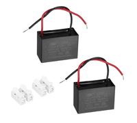 sourcing map CBB61 Ceiling Fan Capacitor, 12uF 450V AC 2 Wires Ceiling Fan Capacitor Replacement with Terminal Blocks for Pump Motor Generator Blower, 2pcs, 51x35x25mm