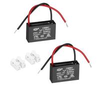 sourcing map CBB61 Ceiling Fan Capacitor, 1uF 450V AC 2 Wires Ceiling Fan Capacitor Replacement with Terminal Blocks for Pump Motor Generator Blower, 2pcs, 37x23.5x12mm