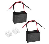 sourcing map CBB61 Ceiling Fan Capacitor, 3.5uF 450V AC 2 Wires Ceiling Fan Capacitor Replacement with Terminal Blocks for Pump Motor Generator Blower, 2pcs, 37.5x28.5x18mm