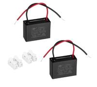 sourcing map CBB61 Ceiling Fan Capacitor, 4.5uF 450V AC 2 Wires Ceiling Fan Capacitor Replacement with Terminal Blocks for Pump Motor Generator Blower, 2pcs, 43x31x18mm
