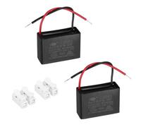 sourcing map CBB61 Ceiling Fan Capacitor, 6uF 450V AC 2 Wires Ceiling Fan Capacitor Replacement with Terminal Blocks for Pump Motor Generator Blower, 2pcs, 47x32x19mm