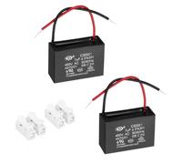 sourcing map CBB61 Ceiling Fan Capacitor, 7uF 450V AC 2 Wires Ceiling Fan Capacitor Replacement with Terminal Blocks for Pump Motor Generator Blower, 2pcs, 47.5x32x19mm