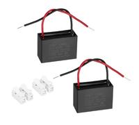 sourcing map CBB61 Ceiling Fan Capacitor, 8uF 450V AC 2 Wires Ceiling Fan Capacitor Replacement with Terminal Blocks for Pump Motor Generator Blower, 2pcs, 48.5x33x21.5mm
