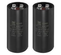 sourcing map CD60 Capacitor 324-389 UF/Mfd, 125 VAC CD60 Run Motor Start Capacitor for Electric Fan Motor Starting Well Pump (Black, Pack of 2)