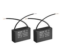 sourcing map Ceiling Fan Capacitor CBB61 1.5uF 450V AC 2 Wires Metalized Polypropylene Film Capacitors 37x23.5x12.6mm for Water Pump Motor Generator, Pack of 2