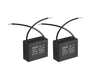 sourcing map Ceiling Fan Capacitor CBB61 2uF 450V AC 2 Wires Metalized Polypropylene Film Capacitors 36.5x16x29.5mm for Water Pump Motor Generator, Pack of 2