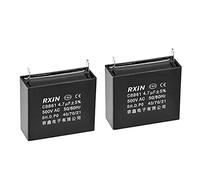 sourcing map Ceiling Fan Capacitor CBB61 4.7uF 500V AC Single Insert Metalized Polypropylene Film Capacitors 48x40x18mm for Water Pump Motor Generator, Pack of 2