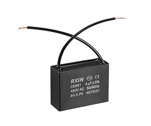 sourcing map Ceiling Fan Capacitor CBB61 4uF 450V AC 2 Wires Metalized Polypropylene Film Capacitors 47x17.5x34.5mm for Water Pump Motor Generator
