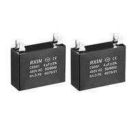 sourcing map Ceiling Fan Capacitor CBB61 4uF 450V AC Double Insert Metalized Polypropylene Film Capacitors 47x17.5x34.5mm for Water Pump Motor Generator, Pack of 2