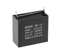 sourcing map Ceiling Fan Capacitor CBB61 8uF 450V AC Single Insert Metalized Polypropylene Film Capacitors 47x23x41mm for Water Pump Motor Generator