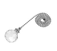 sourcing map Ceiling Fan Pull Chain, 20 Inch Nickel Finish Chain Ornament Extension, 30mm Clear Crystal Ball Pendant