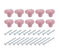 sourcing map Ceramic Cabinet Knobs, 10 Pcs Pink Heart Shaped Drawer Knobs, 36mm/1.42" Dresser Knob Pulls Handle with Screws for Vanity, Bedroom Furniture, Closet, Cupboard