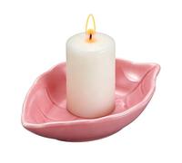 sourcing map Ceramic Candle Holder Plates, 4.3 x 3'' Leaf Shaped Candlestick Holder Decorative Dish Small Candle Plate for Tea Light Aromatherapy Wedding Rustic Vintage Home, Pink
