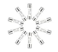 sourcing map Ceramic Cartridge Fuses 15A 250V 6x25mm Ceramic Fuses Fast Blow Replacement for Amplifier Energy Saving Lamp Ballast 10pcs