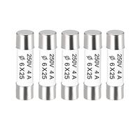 sourcing map Ceramic Cartridge Fuses 4A 250V 6x25mm Ceramic Fuses Fast Blow Replacement for Amplifier Energy Saving Lamp Ballast 5pcs