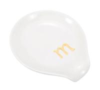 sourcing map Ceramic Coffee Spoon Rest, 3.9 Inch Tea Spoon Holder Heat Resistant Utensil Rest Table Accessories for Coffee Bar Kitchen Dining Stove Top Table Decor(Letter M, White)