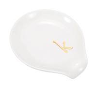 sourcing map Ceramic Coffee Spoon Rest, 3.9 Inch Tea Spoon Holder Heat Resistant Utensil Rest Table Accessories for Coffee Bar Kitchen Dining Stove Top Table Decor(Letter K, White)