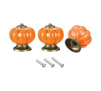 sourcing map Ceramic Drawer Knobs, 6Pcs Pumpkin Shape Handles Pulls 40mm/1.57" Dia. Knob for Vintage Dressers, Cupboard, Wardrobe, W Screws, Orange