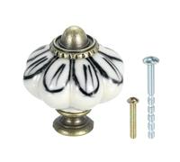 sourcing map Ceramic Knobs, 35mm/1.38" Pumpkin Cabinet Knob Drawer Pull Handle Vintage Drawer Knobs with Screws for Vanity Bedroom Furniture Closet, Black Petals