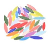 sourcing map Ceramic Mosaic Tile, About 200g Teardrop Leaf Tile Mosaic Block for Handicrafts Artwork, Red/Yellow/Green/Blue/Purple/Pink/White