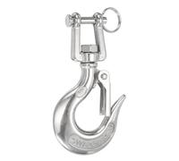 sourcing map Chain Grab Hook, 770lbs 110mm Heavy Duty 304 Stainless Steel Swivel Slip Snap Hooks Lifting Hook Hardware with Safety Latch, Silver